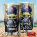 Yellow Saab Baby Yoda Tumbler Gift For Son From Mom Custom Name 