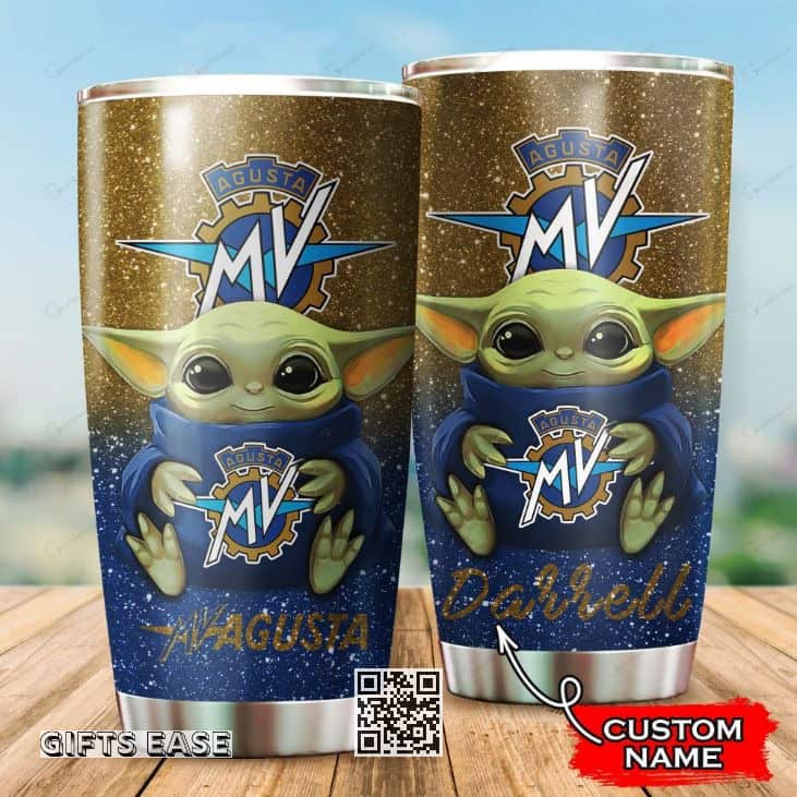 Brown Mv Agusta Baby Yoda Tumbler Gift For Friends Custom Name Brown Mv Agusta Baby Yoda Tumbler Gift For Friends Custom Name