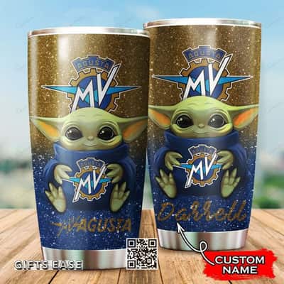 Brown Mv Agusta Baby Yoda Tumbler Gift For Friends Custom Name 