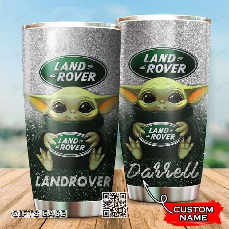 Silver Land Rover Baby Yoda Tumbler Gift For Husband Custom Name Silver Land Rover Baby Yoda Tumbler Gift For Husband Custom Name