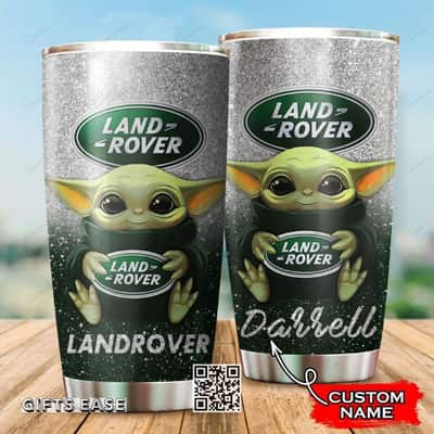 Silver Land Rover Baby Yoda Tumbler Gift For Husband Custom Name 