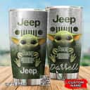 Silver Jeep Baby Yoda Tumbler Gift For Best Friends Custom Name Silver Jeep Baby Yoda Tumbler Gift For Best Friends Custom Name
