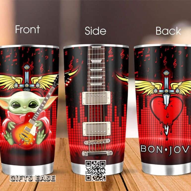 Bon Jovi Baby Yoda Star Wars Tumbler Special Birthday Gift For Guitar Players Bon Jovi Baby Yoda Star Wars Tumbler Special Birthday Gift For Guitar Players
