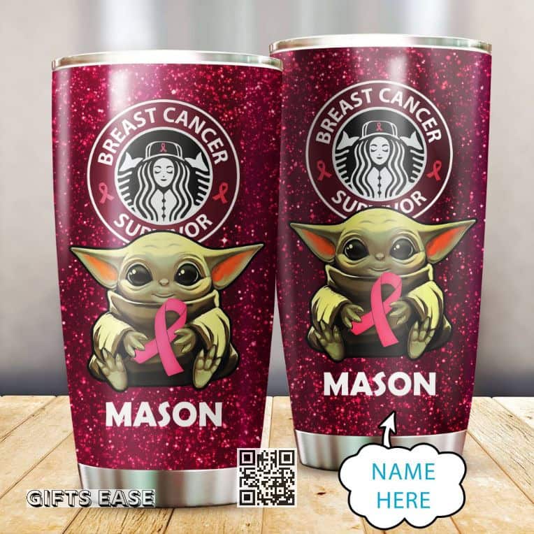 Baby Yoda Tumbler Breast Cancer Survivor Gift Baby Yoda Tumbler Breast Cancer Survivor Gift