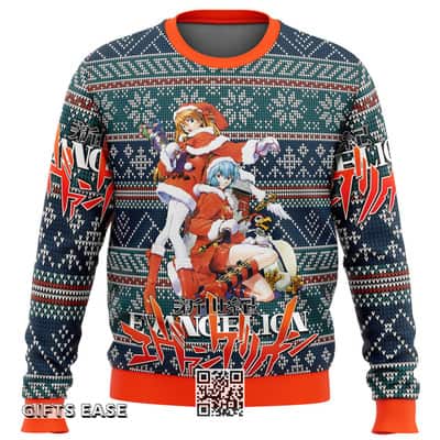 Evangelion Ugly Christmas Sweater Snowflakes Pattern