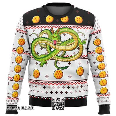 Black And White Dragonball Z Shenron Ugly Christmas Sweater Black And White Dragonball Z Shenron Ugly Christmas Sweater
