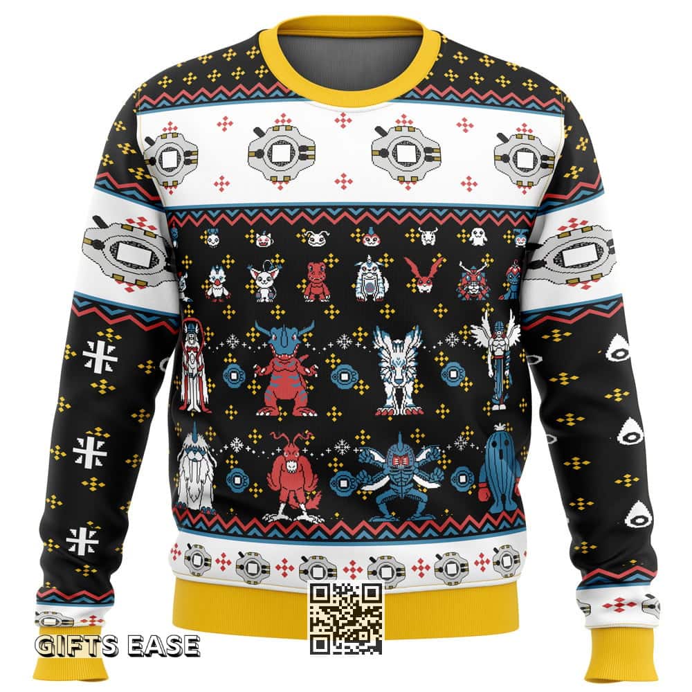 Digimon Sprites Ugly Christmas Sweater Characters Digimon Sprites Ugly Christmas Sweater Characters