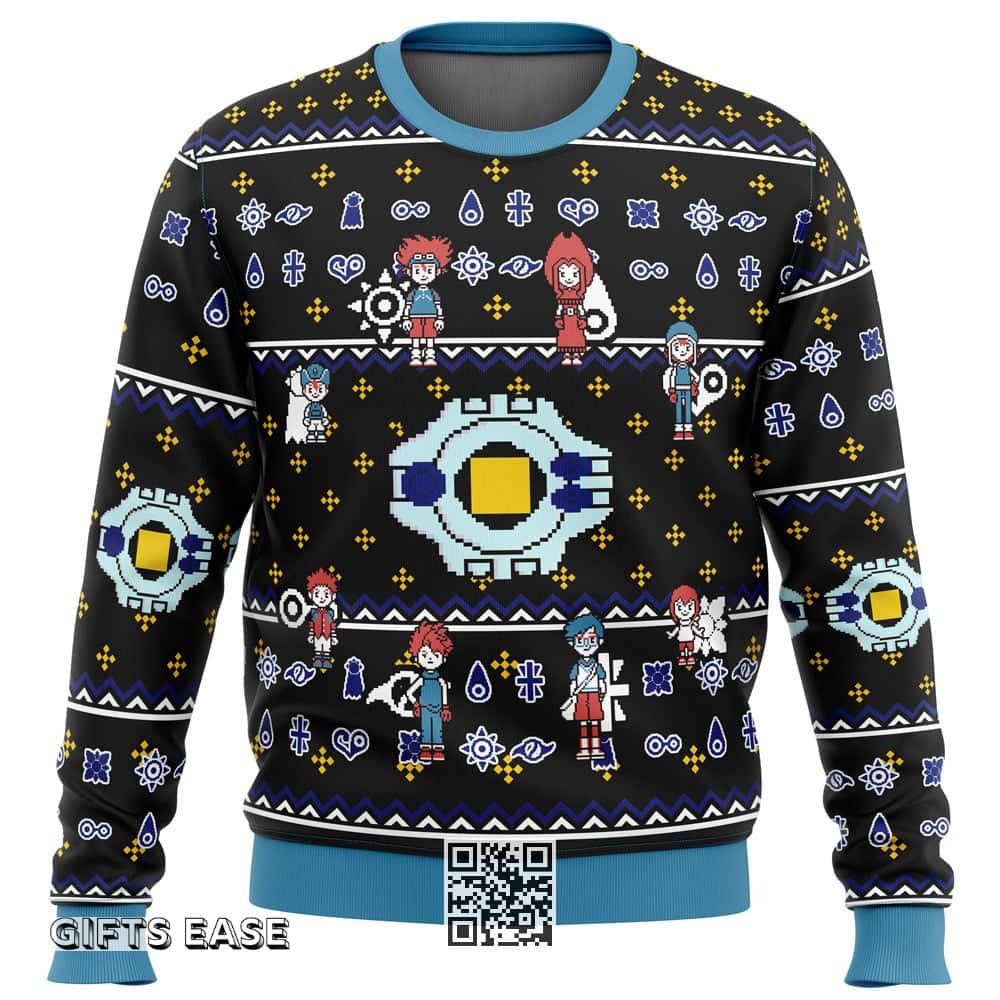 Black Digimon Ugly Christmas Sweater Characters Black Digimon Ugly Christmas Sweater Characters