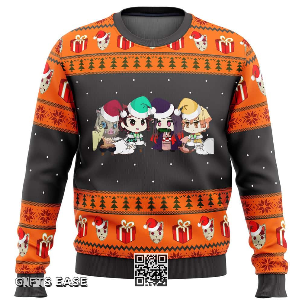 Cool Demon Slayer Ugly Christmas Sweater Chibi Cool Demon Slayer Ugly Christmas Sweater Chibi