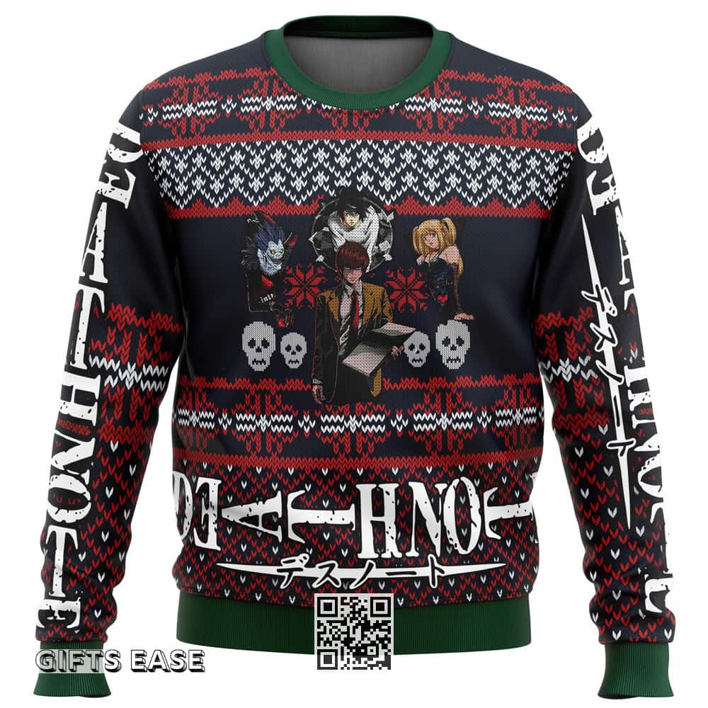 Black Death Note Ugly Christmas Sweater Characters Black Death Note Ugly Christmas Sweater Characters