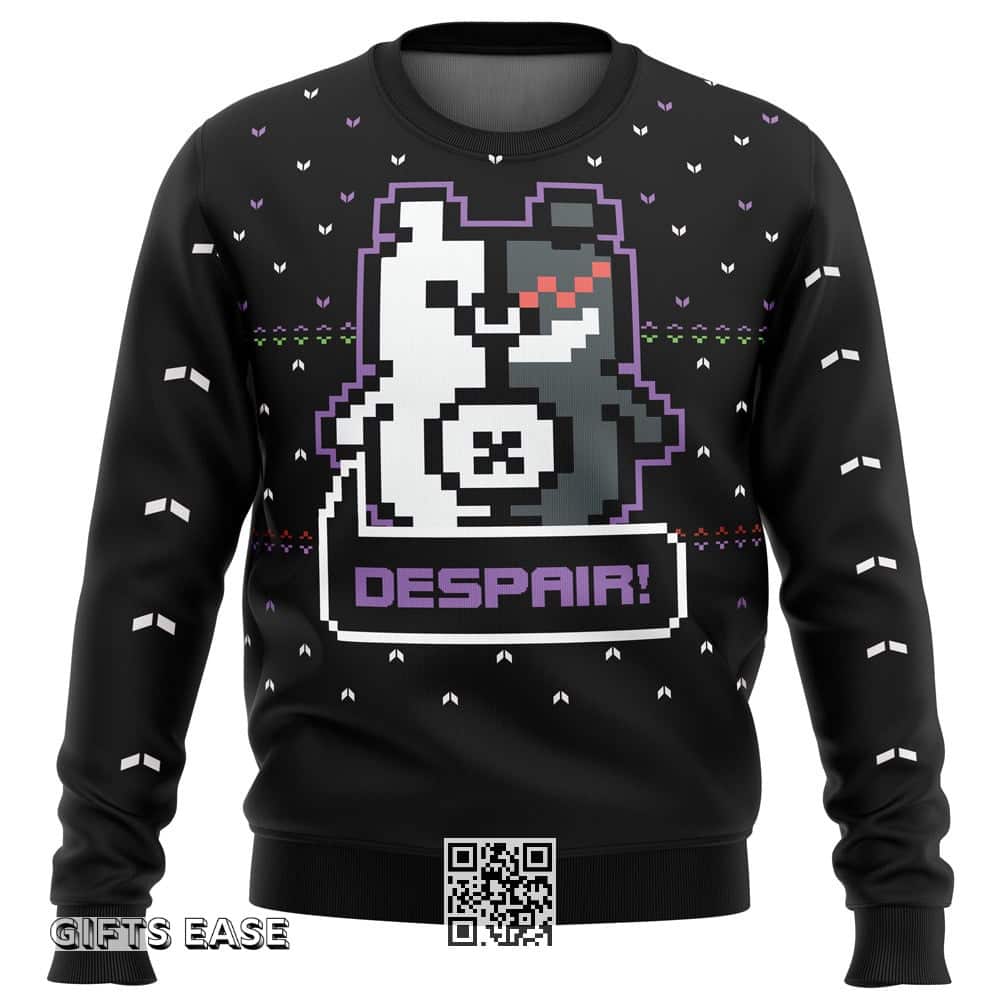 Black Danganronpa Monokuma Despair Ugly Christmas Sweater Black Danganronpa Monokuma Despair Ugly Christmas Sweater
