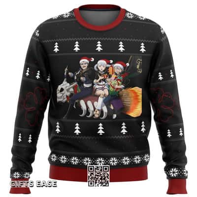 Black Clover Ugly Christmas Sweater Pine Tree Pattern
