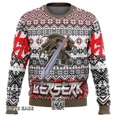 Berserk Guts Ugly Christmas Sweater Snowflakes Pattern