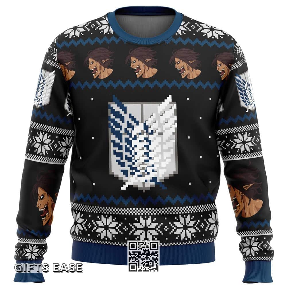 Black Attack On Titan Ugly Christmas Sweater Survey Corps Black Attack On Titan Ugly Christmas Sweater Survey Corps