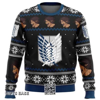 Black Attack On Titan Ugly Christmas Sweater Survey Corps