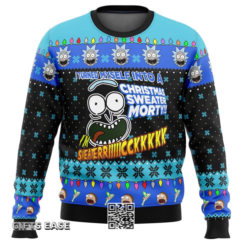Rick & Morty Ugly Christmas Sweater I Turned Myself Into A Christmas Rick & Morty Ugly Christmas Sweater I Turned Myself Into A Christmas