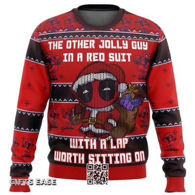 Deadpool Ugly Christmas Sweater The Other Jolly Guy In A Red Suit