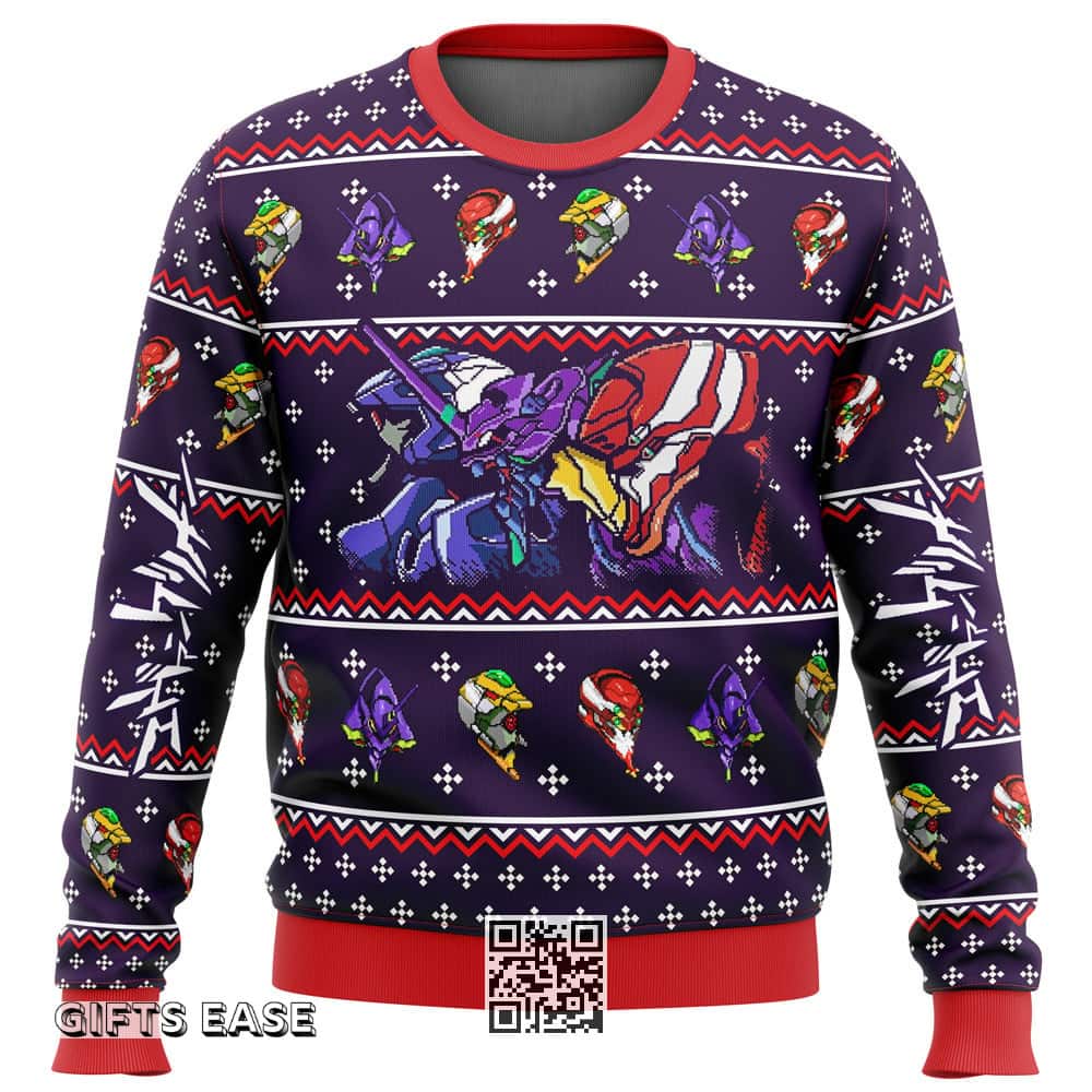 Neon Genesis Evangelion Evas Ugly Christmas Sweater Xmas Pattern Neon Genesis Evangelion Evas Ugly Christmas Sweater Xmas Pattern