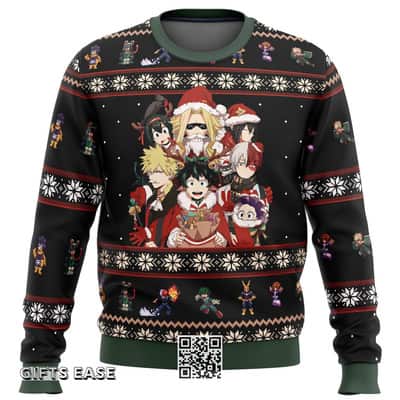 Black My Hero Academia Boku No Holiday Black Ugly Christmas Sweater