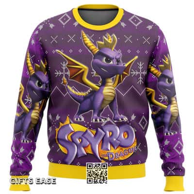 Purple Spyro The Dragon Ugly Christmas Sweater