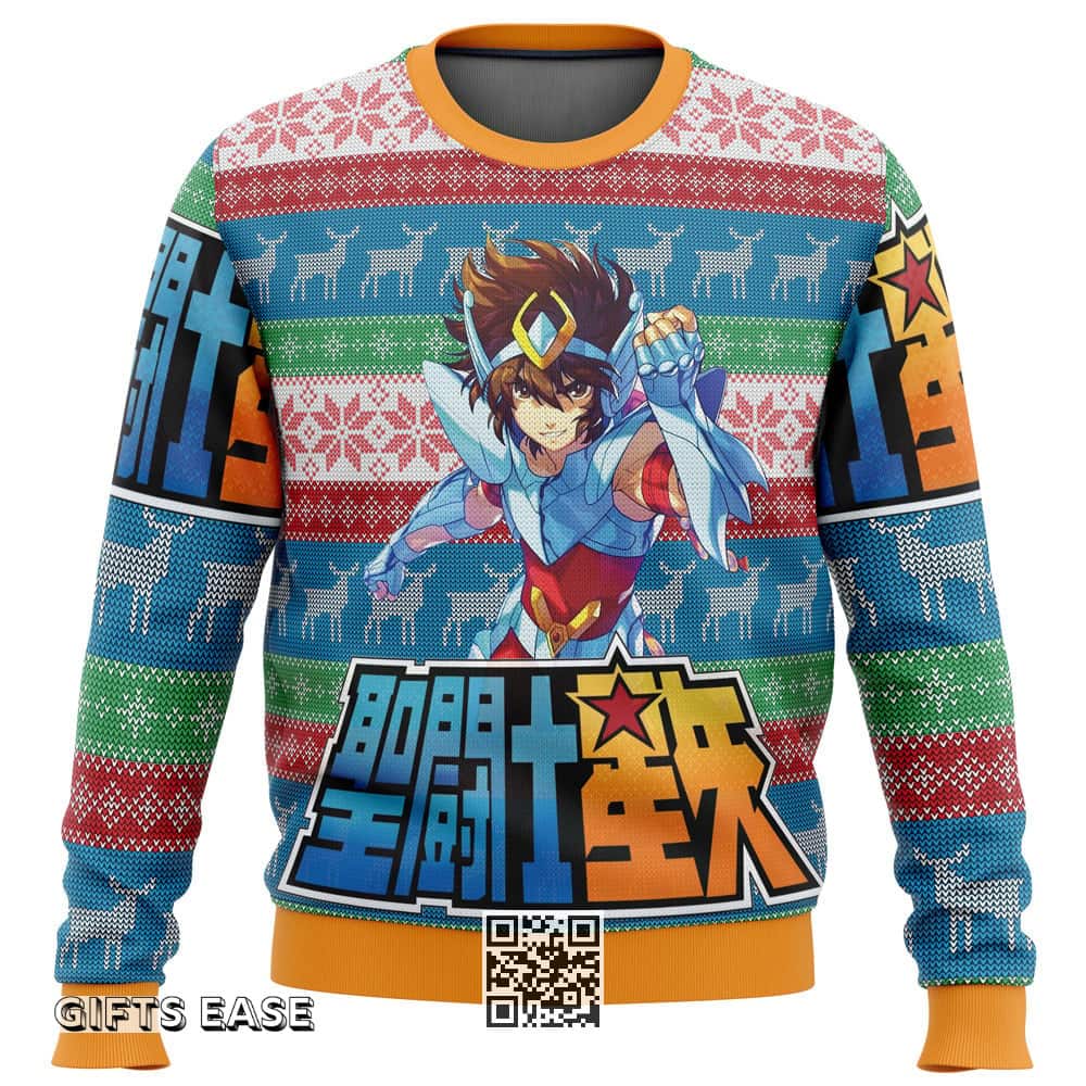 Saint Seiya Ugly Christmas Sweater Deer Pattern Saint Seiya Ugly Christmas Sweater Deer Pattern