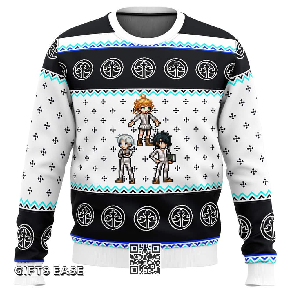 Black And White Promised Neverland Ugly Christmas Sweater Black And White Promised Neverland Ugly Christmas Sweater