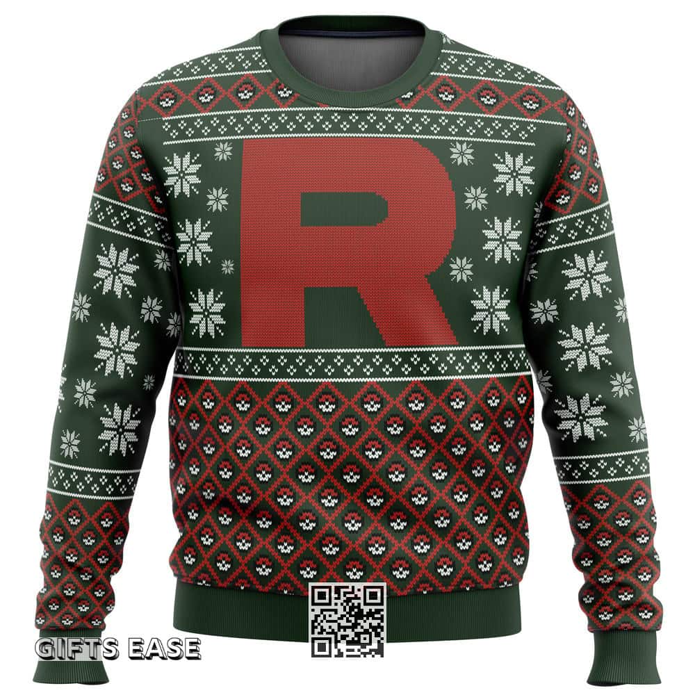 Pokemon Ugly Christmas Sweater Team Rocket Snowflakes Pattern Pokemon Ugly Christmas Sweater Team Rocket Snowflakes Pattern