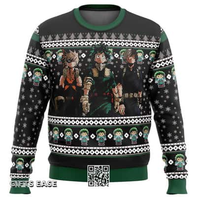 Black My Hero Academia Ugly Christmas Sweater Top 3