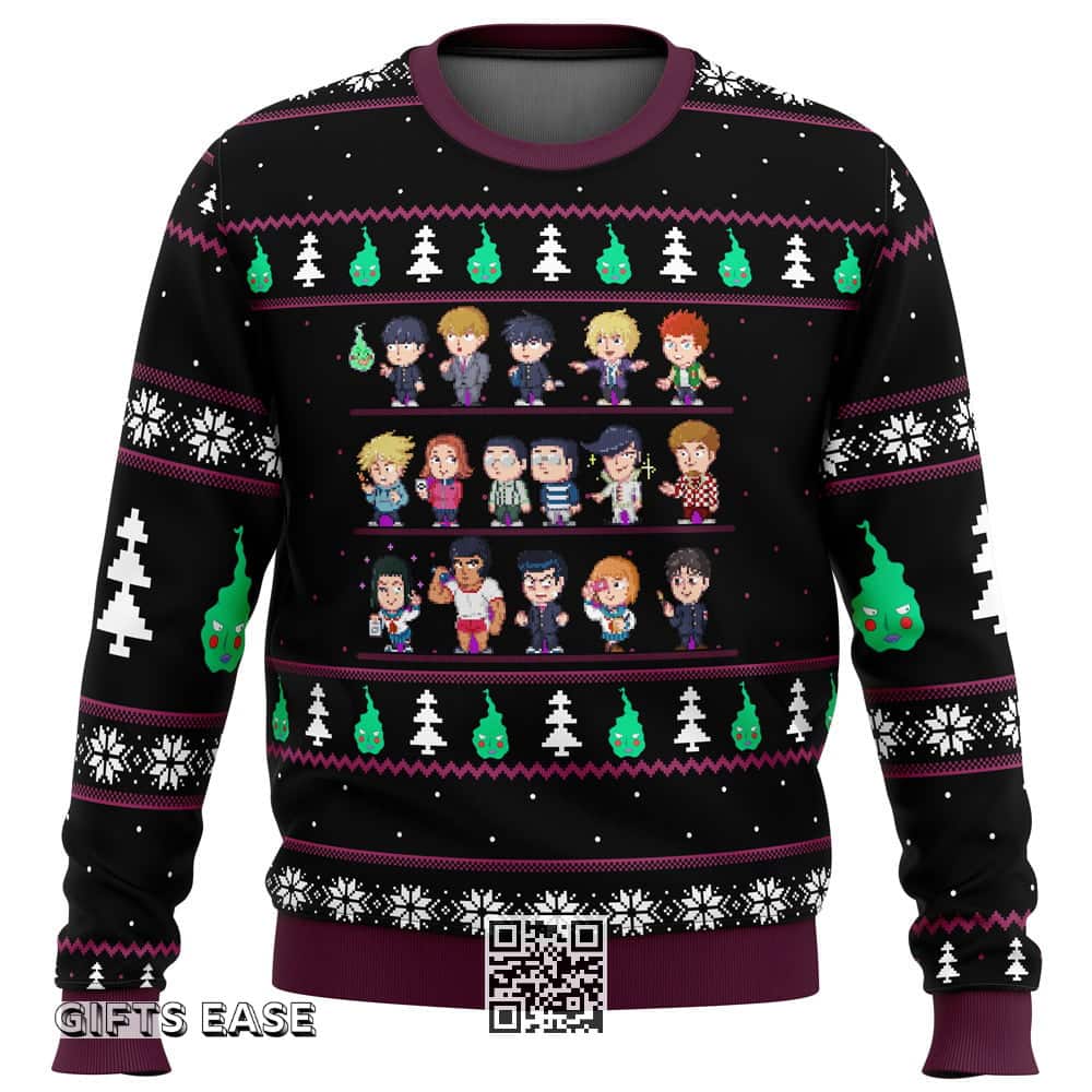 Mob Psycho 100 Ugly Christmas Sweater Snowflake Pattern Mob Psycho 100 Ugly Christmas Sweater Snowflake Pattern