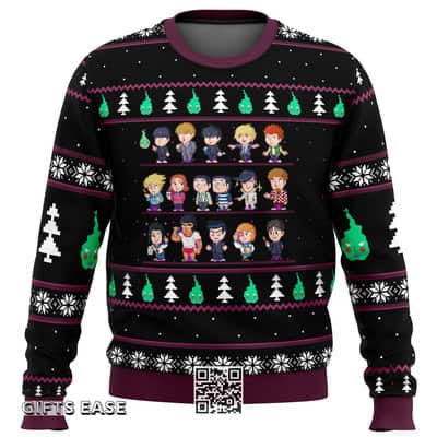 Mob Psycho 100 Ugly Christmas Sweater Snowflake Pattern