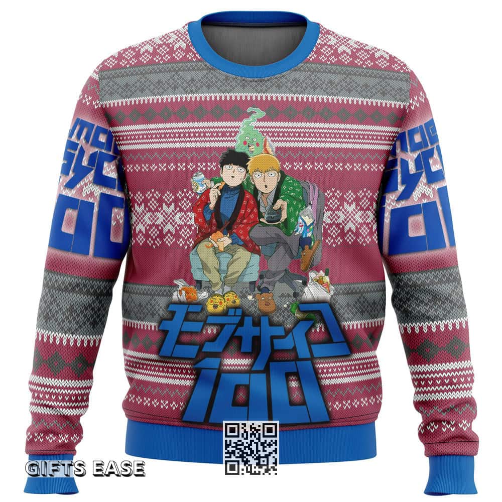Mob Psycho 100 Ugly Christmas Sweater Xmas Snowflake Pattern Mob Psycho 100 Ugly Christmas Sweater Xmas Snowflake Pattern