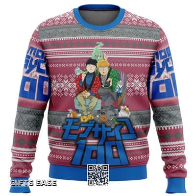 Mob Psycho 100 Ugly Christmas Sweater Xmas Snowflake Pattern