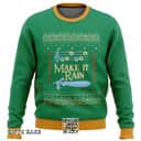 Green Zelda Make It Rain Ugly Christmas Sweater Green Zelda Make It Rain Ugly Christmas Sweater