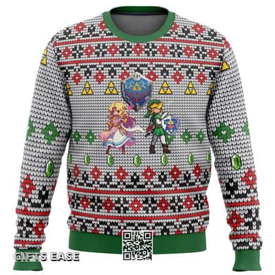 Zelda And Link Ugly Christmas Sweater Merry Xmas