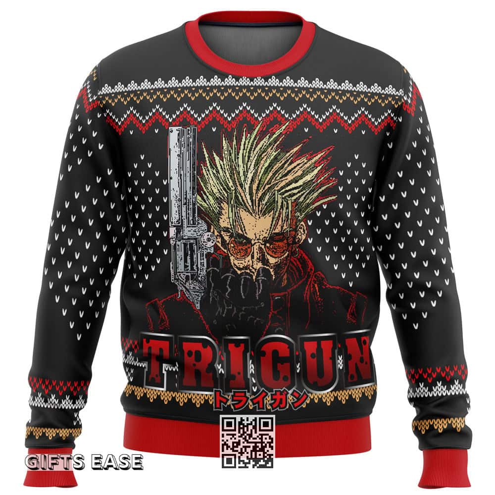 Black Trigun Vash Emblem Ugly Christmas Sweater Black Trigun Vash Emblem Ugly Christmas Sweater