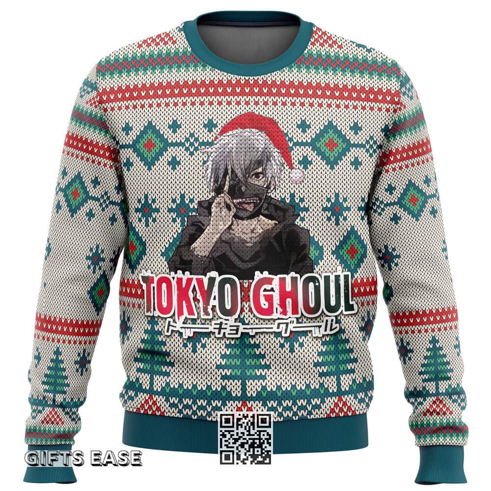 Tokyo Ghoul Ugly Christmas Sweater Pine Tree Pattern Tokyo Ghoul Ugly Christmas Sweater Pine Tree Pattern