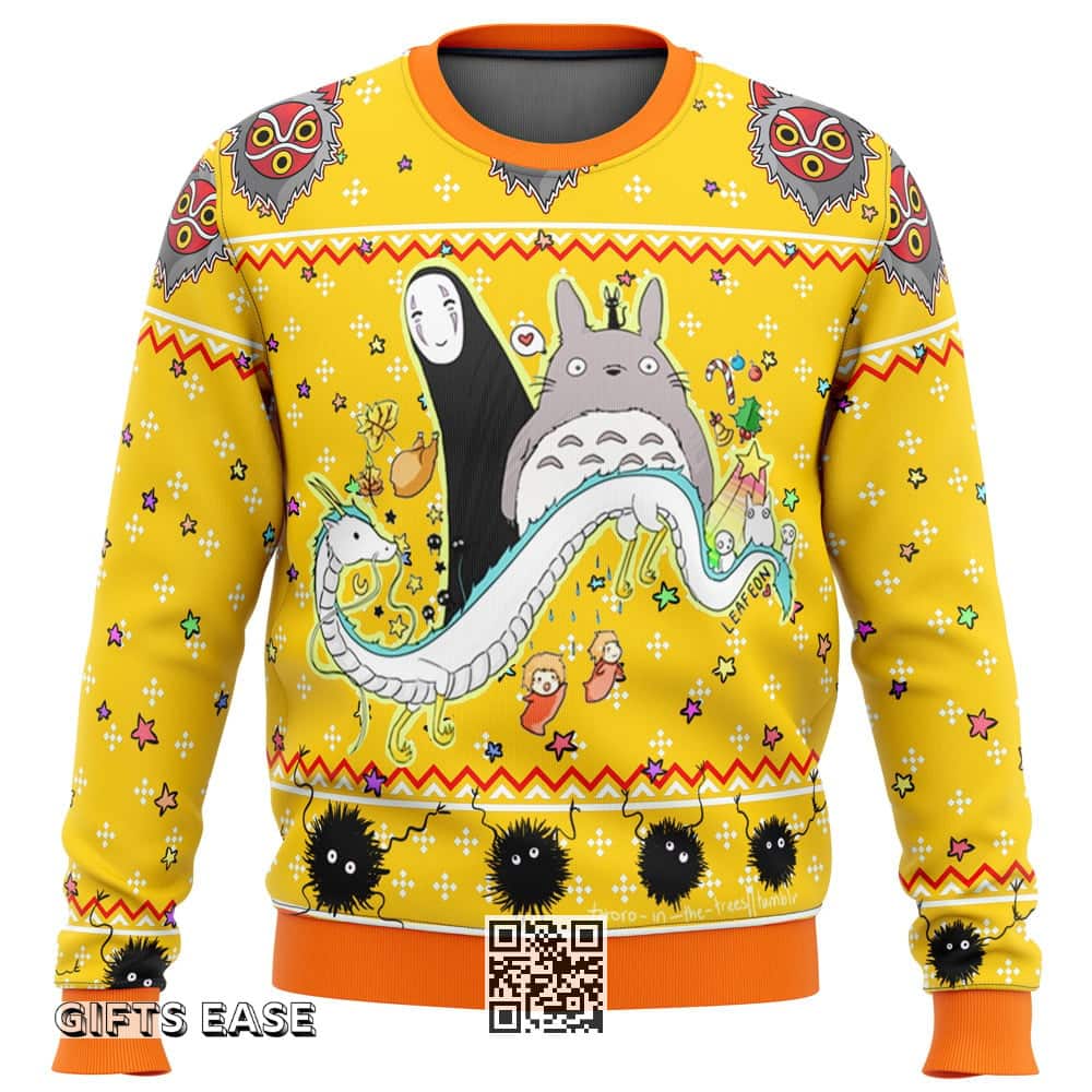 Yellow Studio Ghibli Ugly Christmas Sweater Totoro Yellow Studio Ghibli Ugly Christmas Sweater Totoro