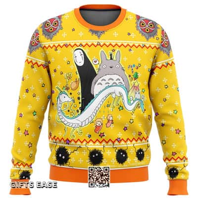 Yellow Studio Ghibli Ugly Christmas Sweater Totoro