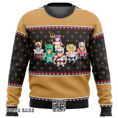 Knights Of The Zodiac St Seiya Ugly Christmas Sweater Snowflakes Pattern