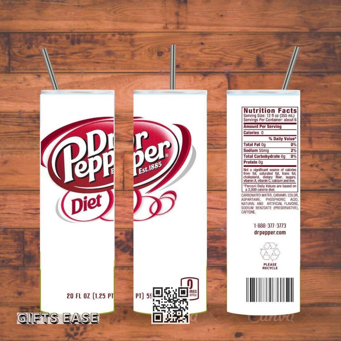White Diet Dr Pepper Tumbler Soda Sublimation White Diet Dr Pepper Tumbler Soda Sublimation