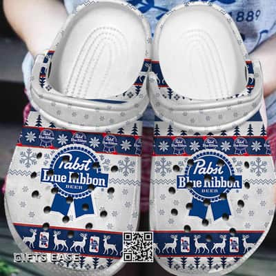 Pabst Blue Ribbon Beer Crocs Clogs Christmas Pattern Sandals