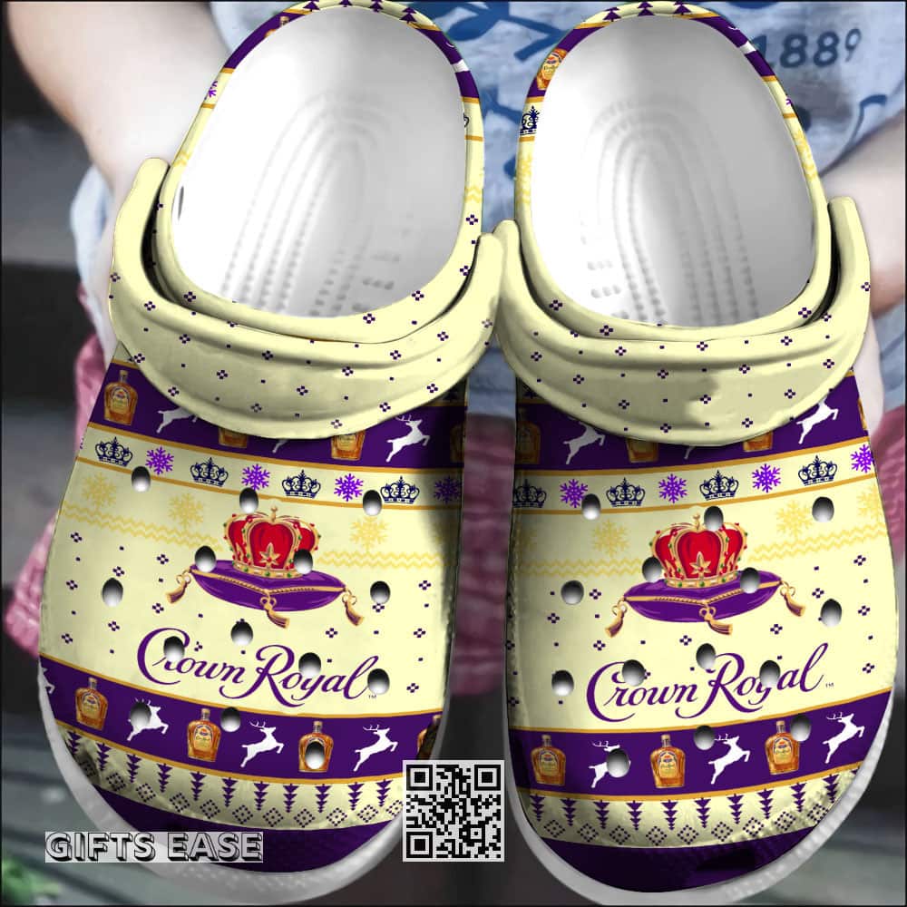 Crown Royal Whisky Crocs Clogs Christmas Pattern Sandals Crown Royal Whisky Crocs Clogs Christmas Pattern Sandals