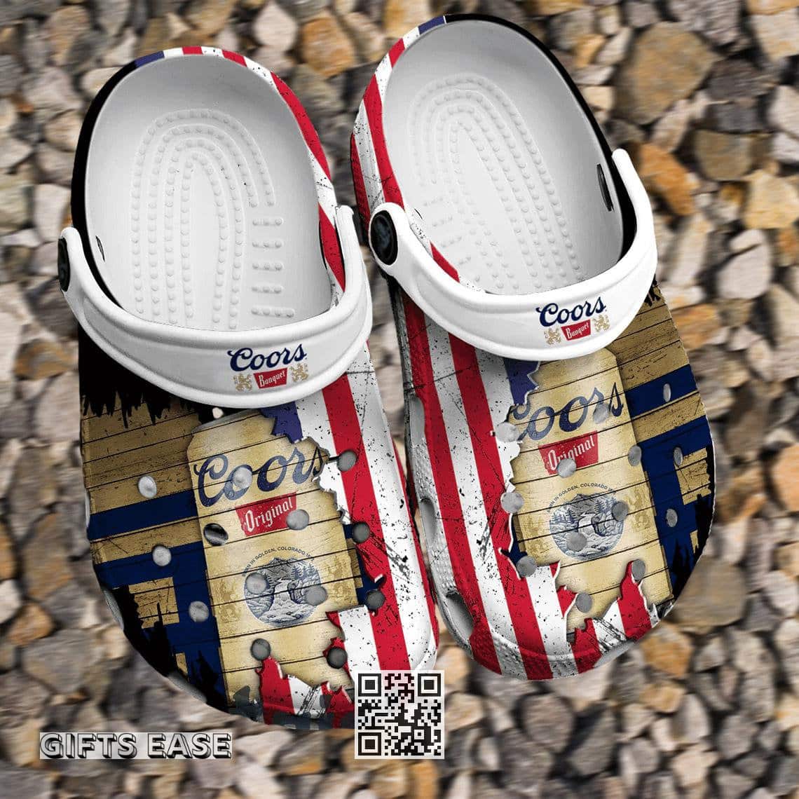 Coors Banquet Beer Crocs Clogs US Flag Sandals