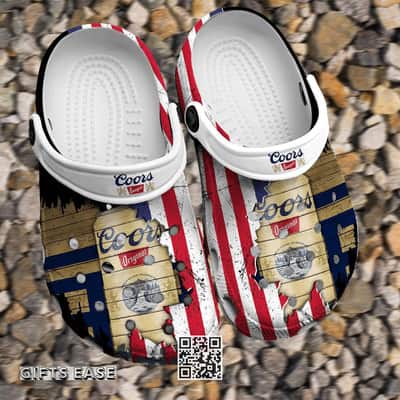 Coors Banquet Beer Crocs Clogs US Flag Sandals