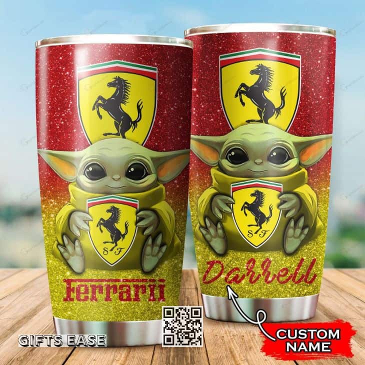 Ferrari Star Wars Baby Yoda Tumbler Custom Name Ferrari Star Wars Baby Yoda Tumbler Custom Name