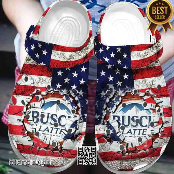 Busch Light Beer Crocs Clogs USA Flag Sandals Busch Light Beer Crocs Clogs USA Flag Sandals