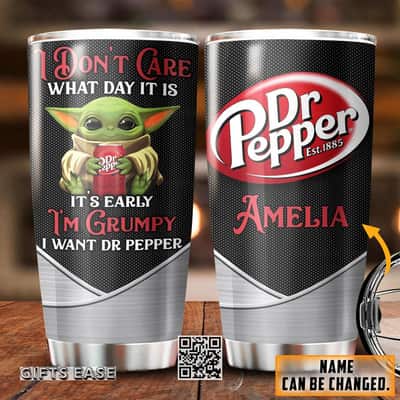 Baby Yoda Dr Pepper Beer Tumbler It's Early I'm Grumpy Custom Name Baby Yoda Dr Pepper Beer Tumbler It's Early I'm Grumpy Custom Name