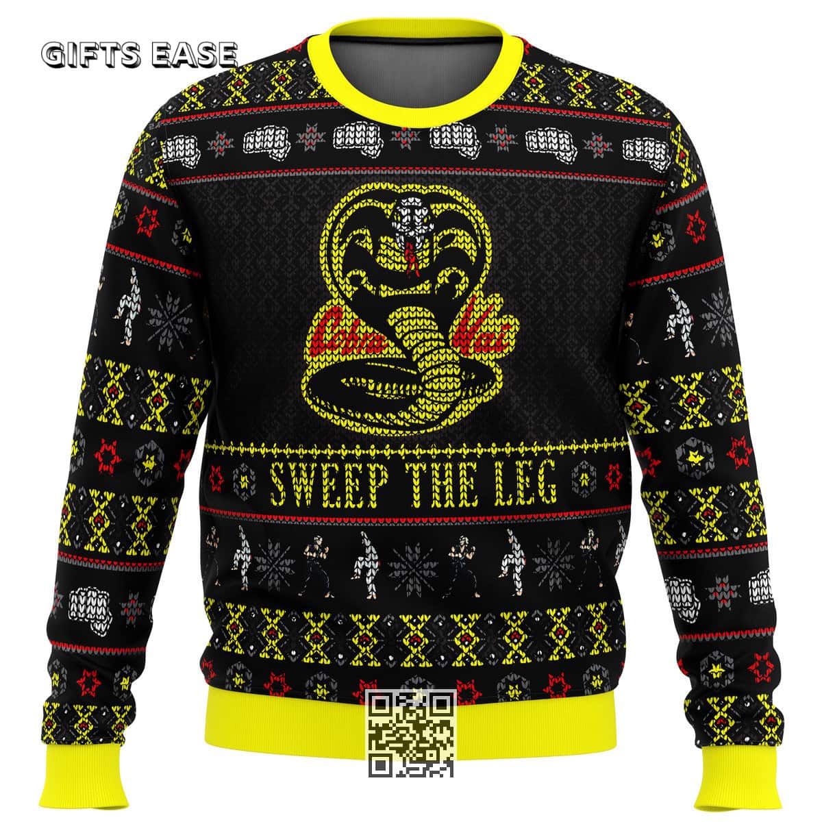 Black Cobra Kai Sweep The Leg Karate Kid Ugly Christmas Sweater Black Cobra Kai Sweep The Leg Karate Kid Ugly Christmas Sweater