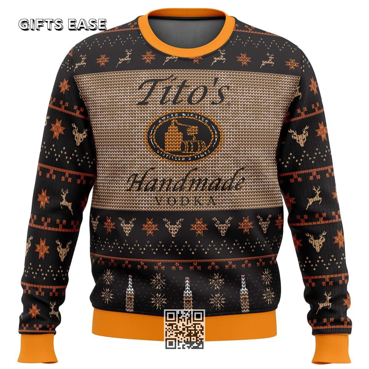 Tito’s Vodka Ugly Christmas Sweater Reindeer And Snowflake Pattern Tito’s Vodka Ugly Christmas Sweater Reindeer And Snowflake Pattern