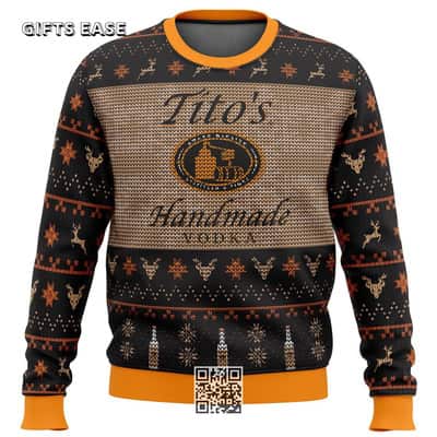 Tito&rsquo;s Vodka Ugly Christmas Sweater Reindeer And Snowflake Pattern
